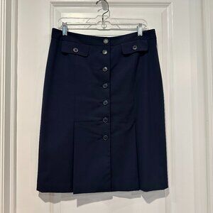 Ann Taylor Loft Navy Blue Button Front Pencil Skirt, Size 10